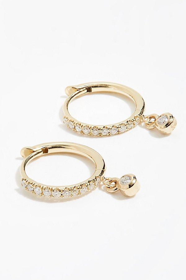 14k Dangling Diamond Huggie Hoop Earrings By Zo Chicco At Free People